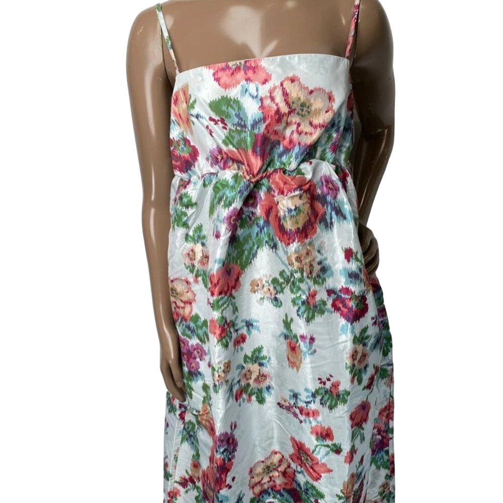 NEW BHLDN Womens Dress Teal Size L Sophia Apron-Top Jacquard Mini Floral